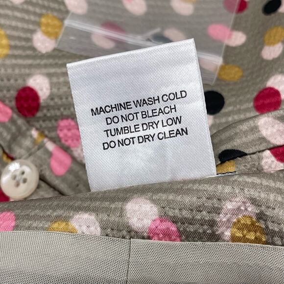 J Peterman Sz 2 Silver Satin Short A Line Skirt Multicolor Polka Dot Lined - Picture 10 of 11